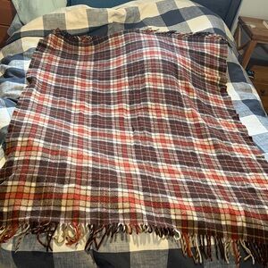 Pendleton Plaid Wool Throw - Brown, Cream, Rust, Blue Label